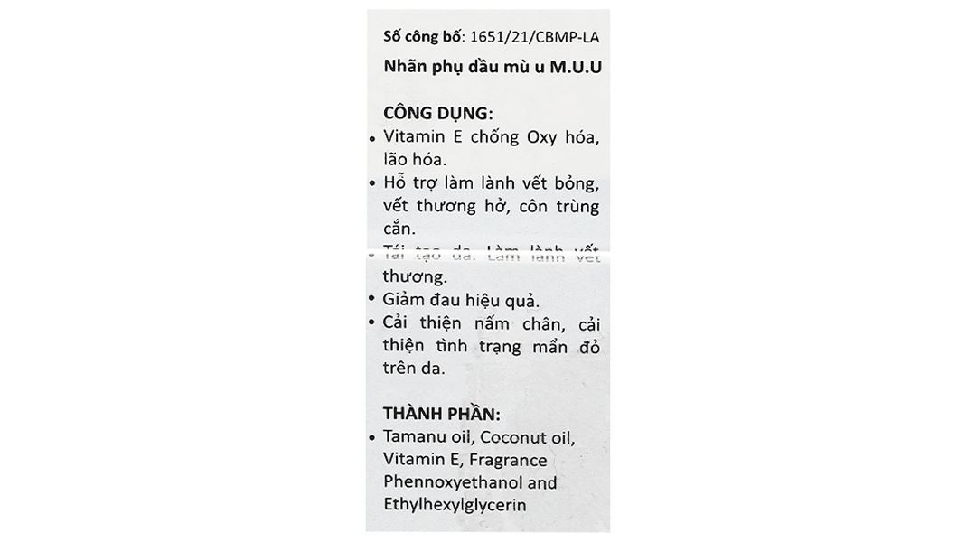 Dầu mù u M.U.U hỗ trợ làm lành vết bỏng, vết thương hở, côn trùng cắn chai 50ml - 14